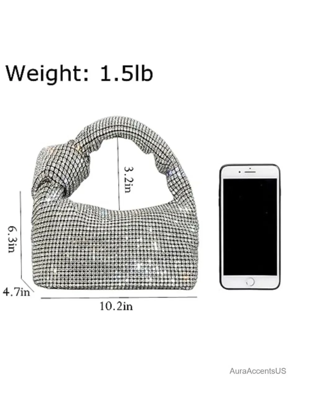 Crystal Rhinestone Hobo Dumpling Bag with Chain Strap, Evening Clutch Crossbody
